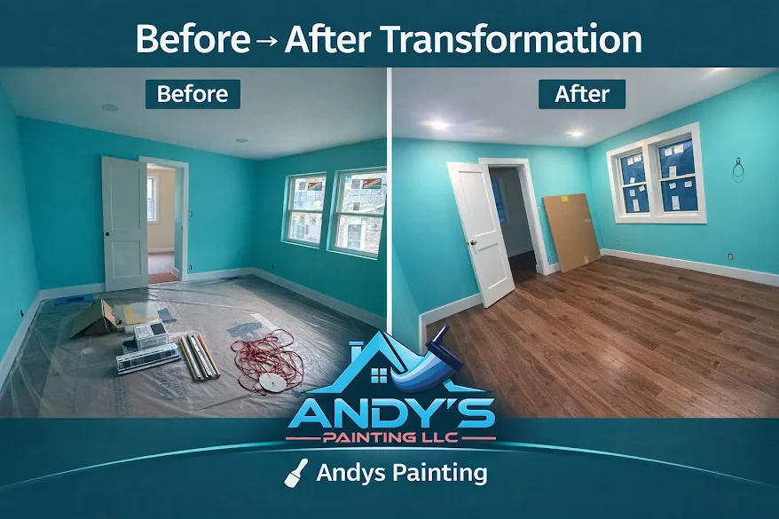 Before and after bedroom painting by Andy's Painting LLC in Northeast Philadelphia